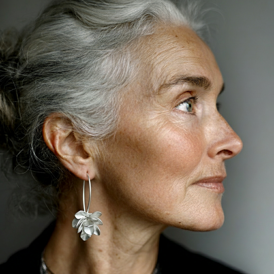 Vintage Irregular Blossom Silver Earrings